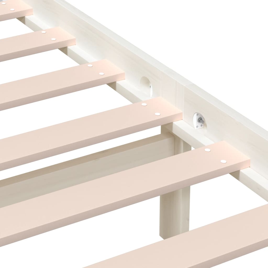 3101239 vidaXL Bed Frame without Mattress White Solid Wood Pine 200x200 cm (810038+814215)