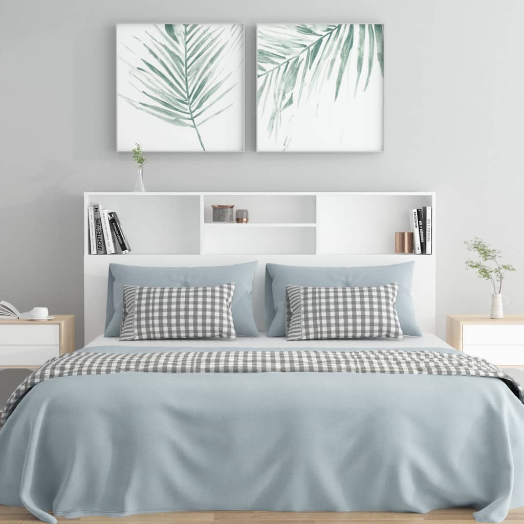 Modern Wooden Queen Size 1.6m Bed Headboard With Open Storage Compartments