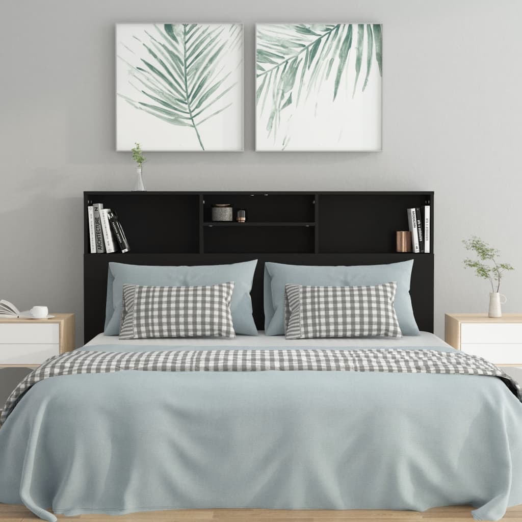 Modern Wooden Queen Size 1.6m Headboard With Open Storage Compartments Wood