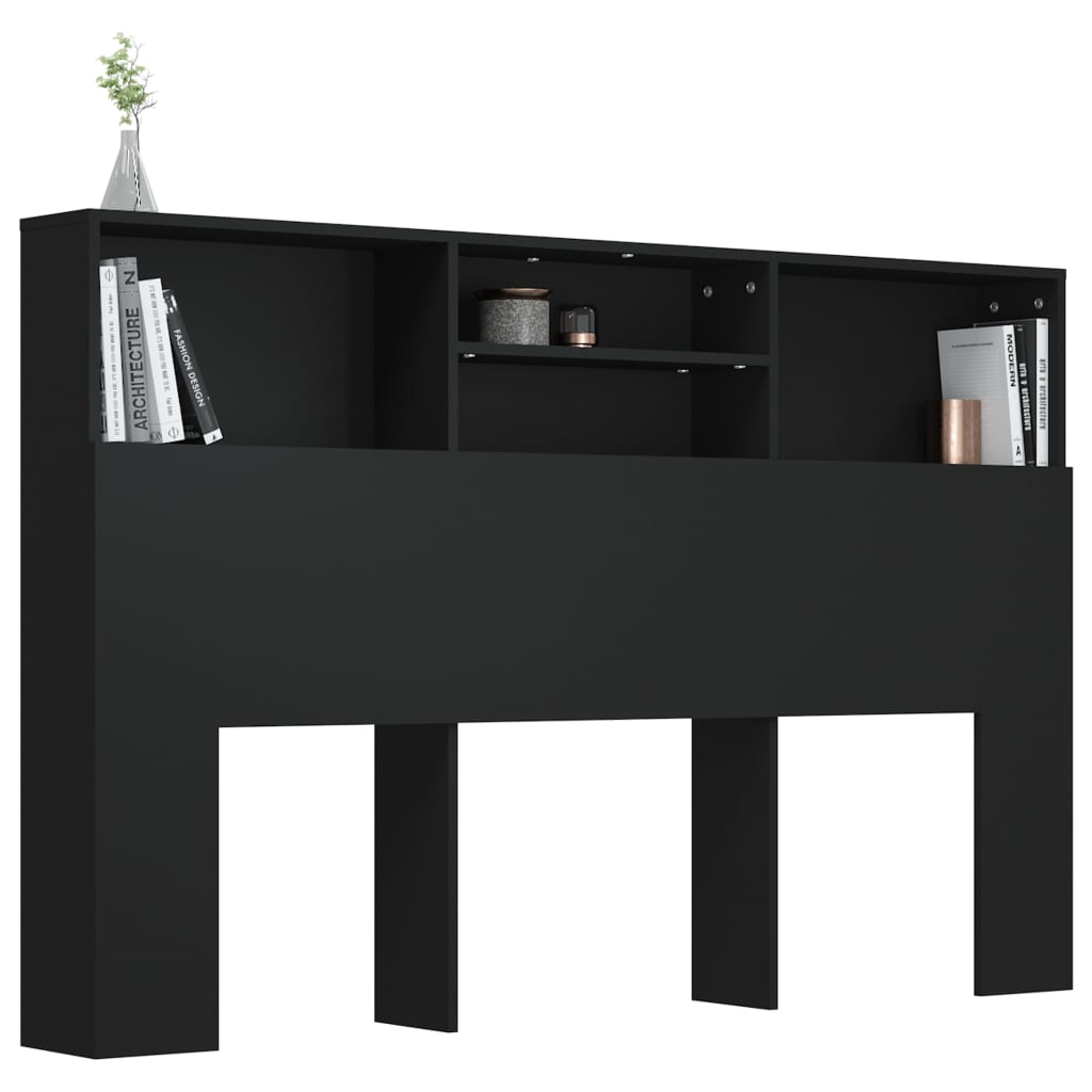 Modern Wooden Queen Size 1.6m Headboard With Open Storage Compartments Wood