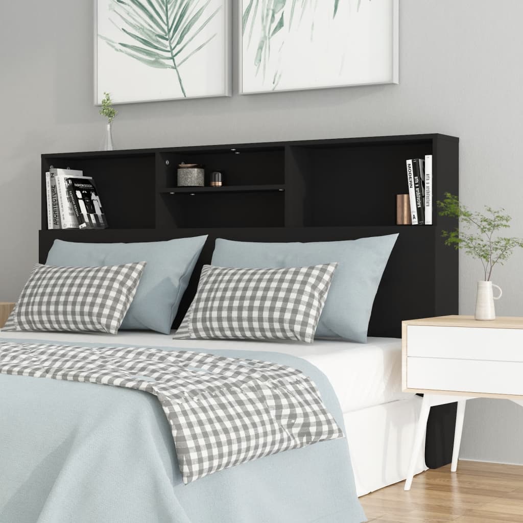 Modern Wooden Queen Size 1.6m Headboard With Open Storage Compartments Wood