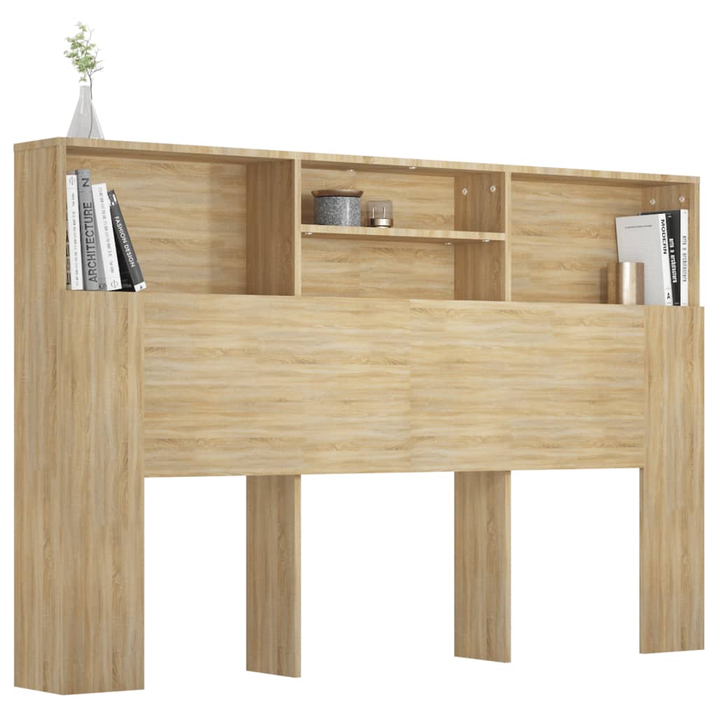Modern Wooden Queen Size 1.6m Headboard With Open Storage Compartments Wood