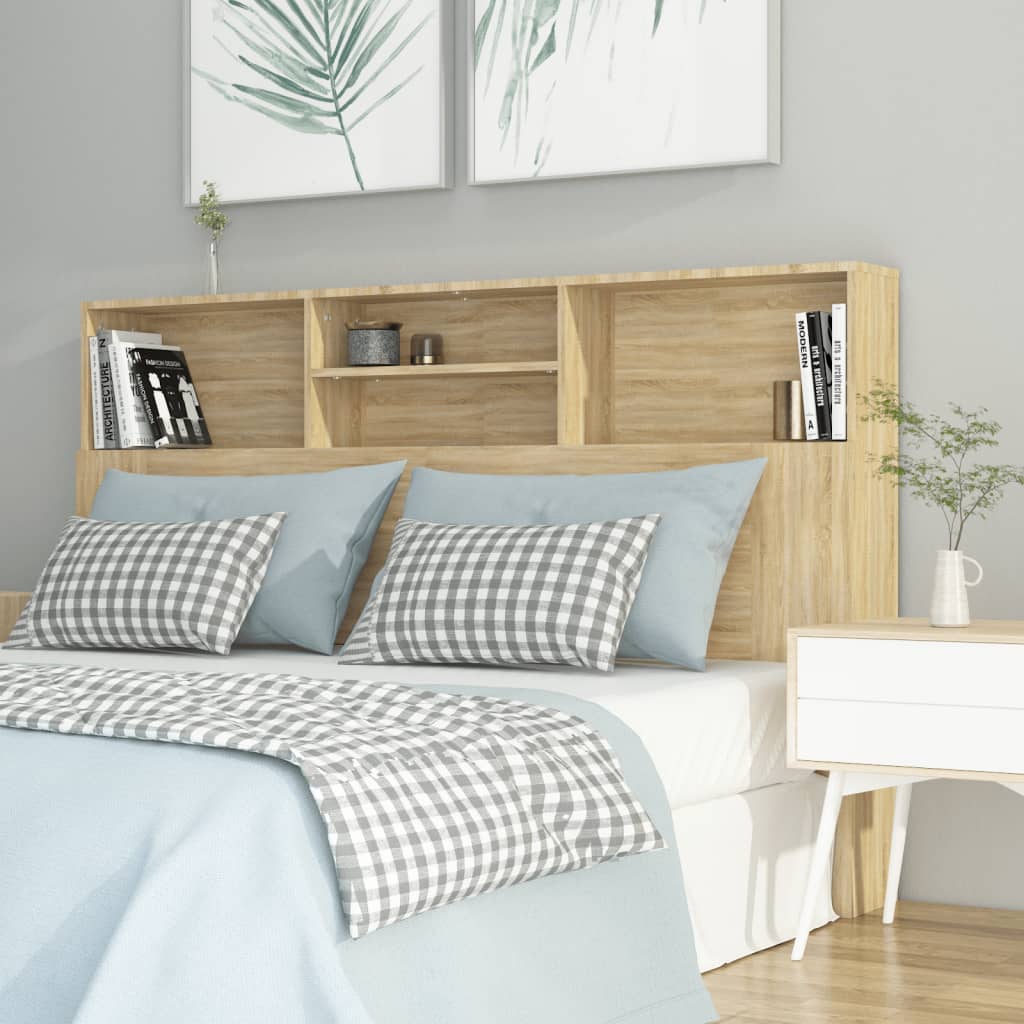 Modern Wooden Queen Size 1.6m Bed Headboard With Open Storage Compartments