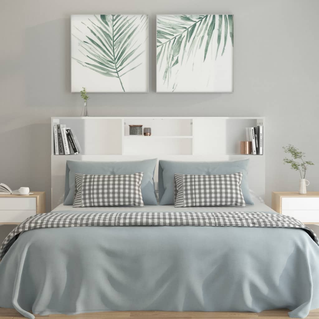 Modern Wooden Queen Size 1.6m Headboard With Open Storage Compartments Wood