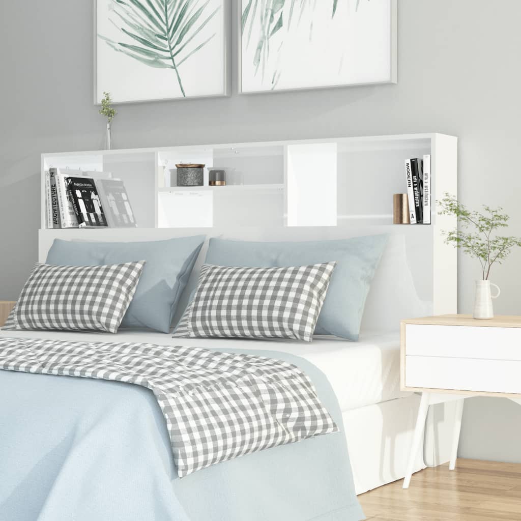 Modern Wooden Queen Size 1.6m Bed Headboard With Open Storage Compartments