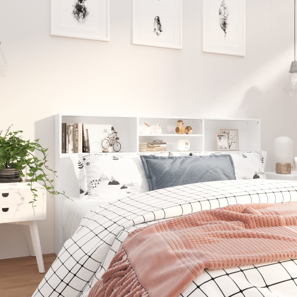 Modern Wooden Super King Size 1.8m Headboard Cabinet With Open Storage Shelves