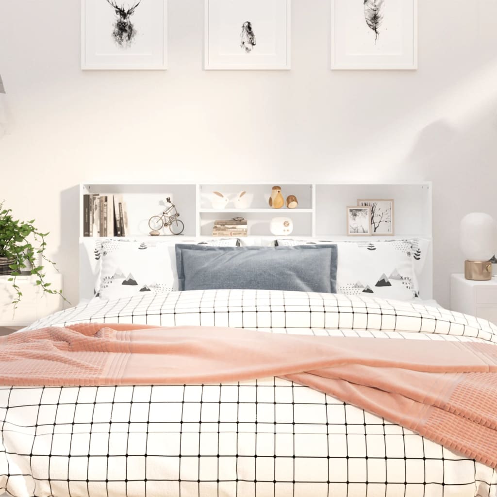 Modern Wooden Super King Size 1.8m Headboard Cabinet With Open Storage Shelves