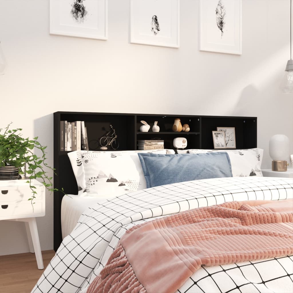 Modern Wooden Super King Size 1.8m Headboard Cabinet With Open Storage Shelves