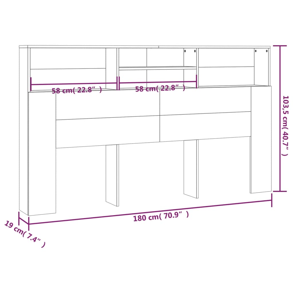 Modern Wooden Super King Size 1.8m Headboard Cabinet With Open Storage Shelves