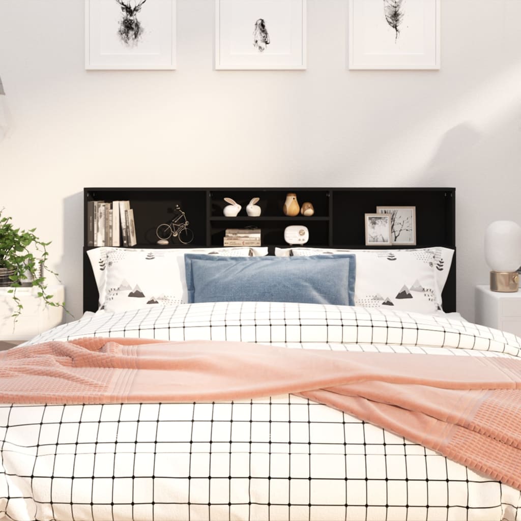 Modern Wooden Super King Size 1.8m Headboard Cabinet With Open Storage Shelves