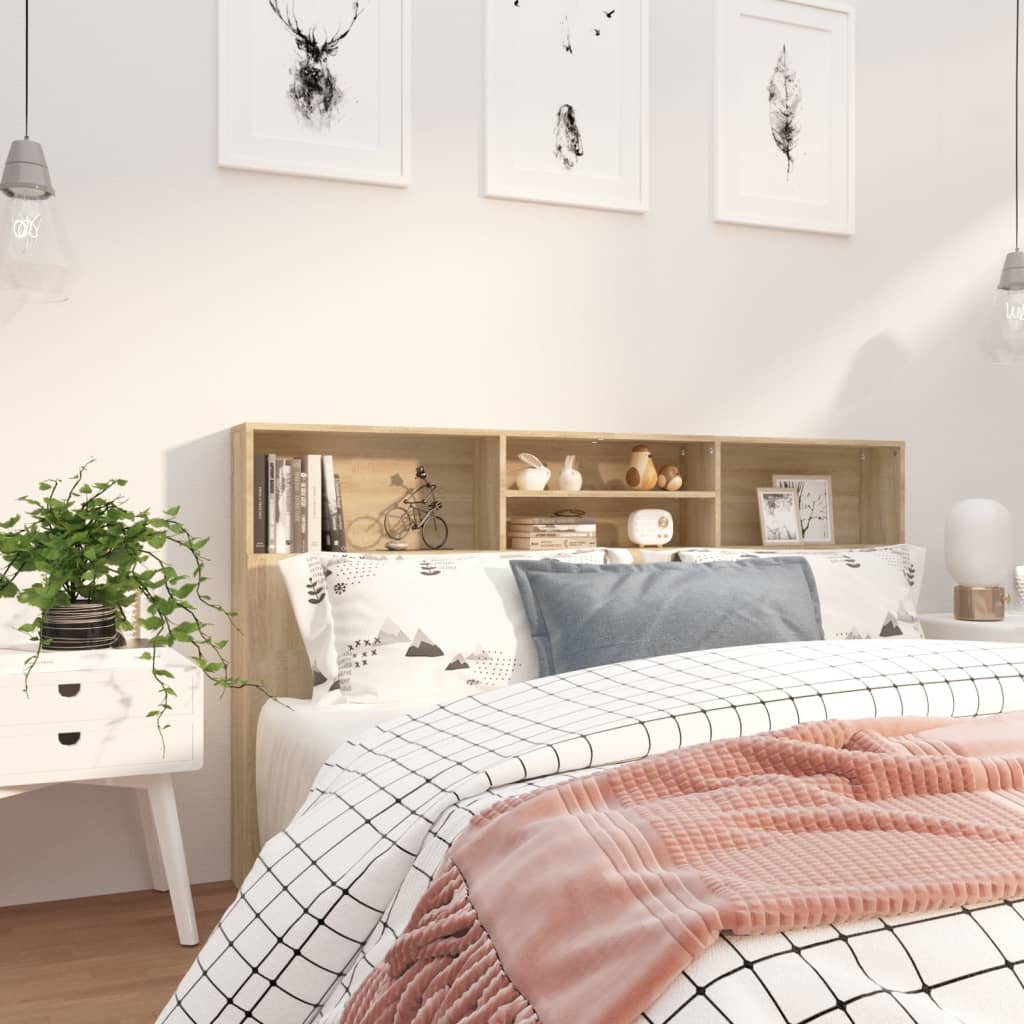 Modern Wooden Super King Size 1.8m Headboard Cabinet With Open Storage Shelves