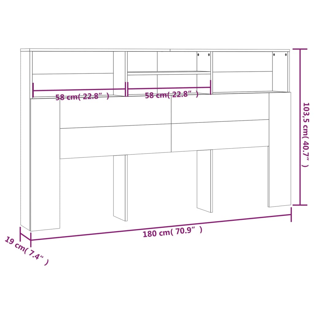 Modern Wooden Super King Size 1.8m Headboard Cabinet With Open Storage Shelves