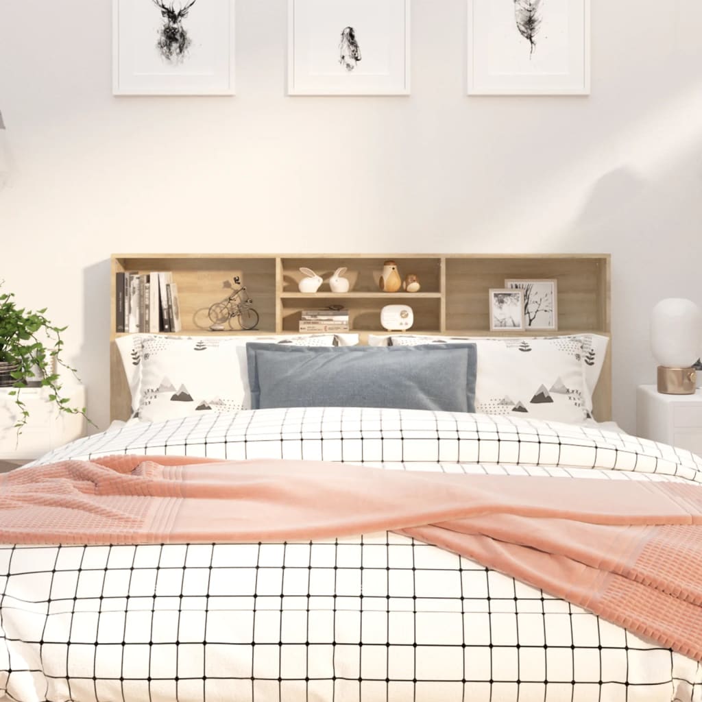 Modern Wooden Super King Size 1.8m Headboard Cabinet With Open Storage Shelves