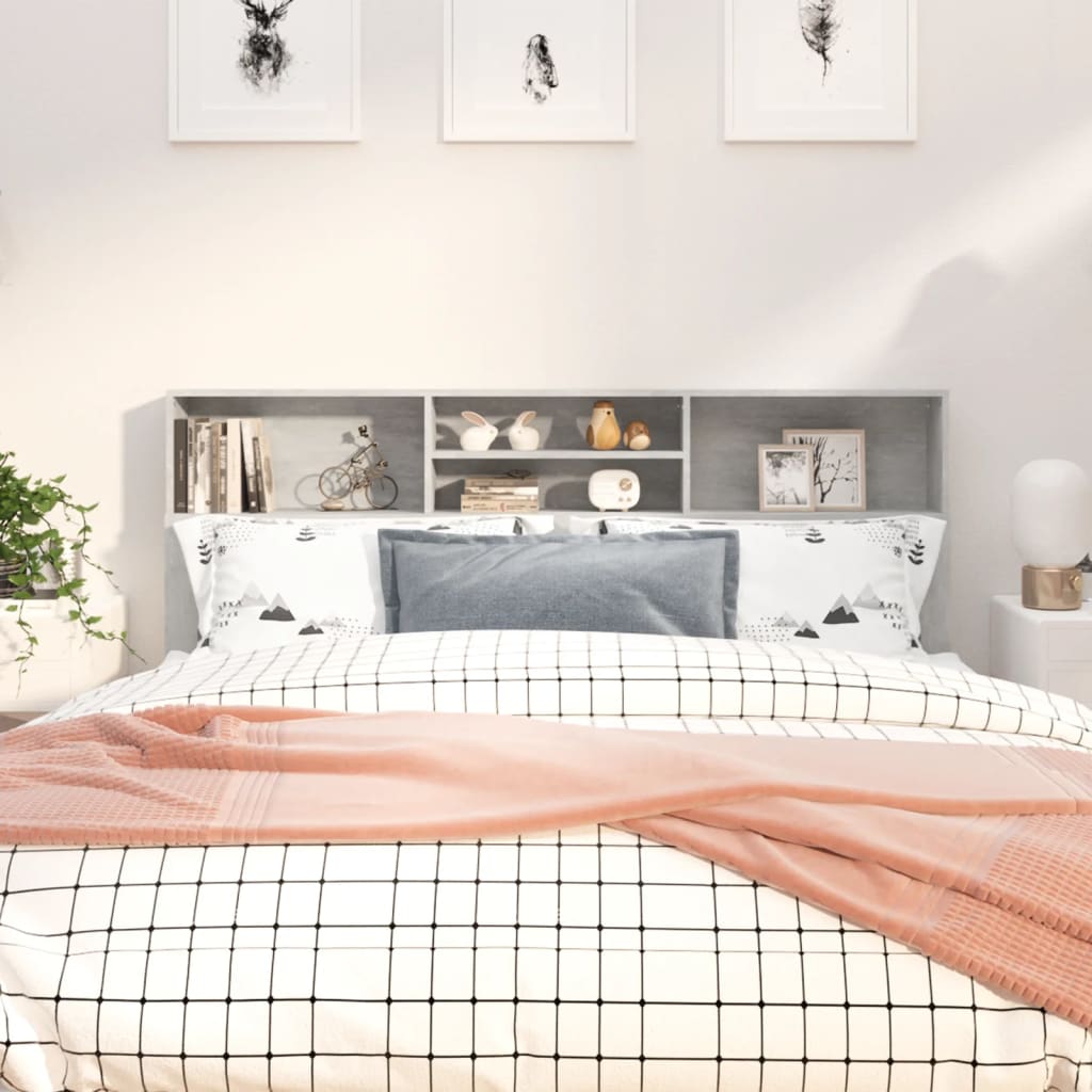 Modern Wooden Super King Size 1.8m Headboard Cabinet With Open Storage Shelves