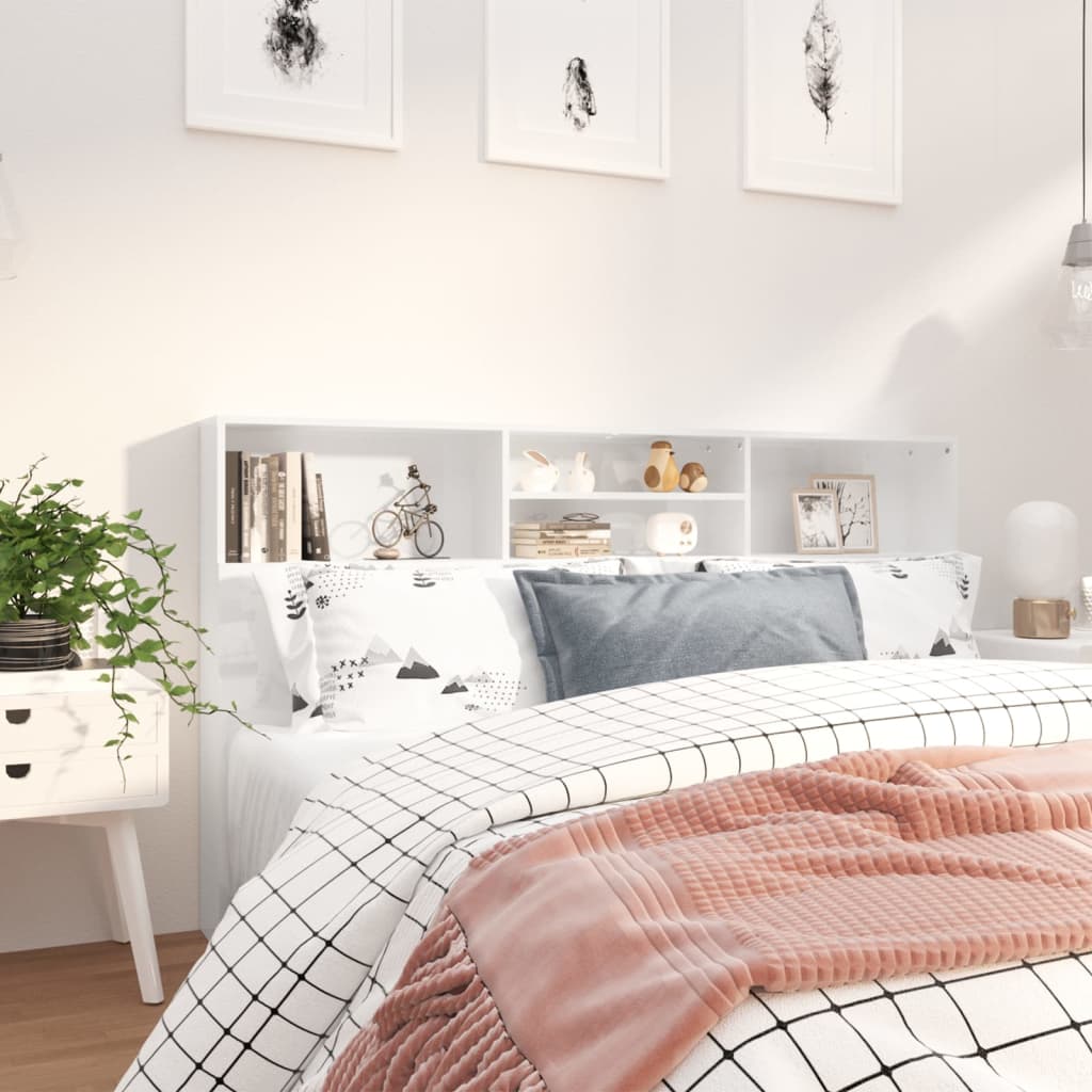 Modern Wooden Super King Size 1.8m Headboard Cabinet With Open Storage Shelves