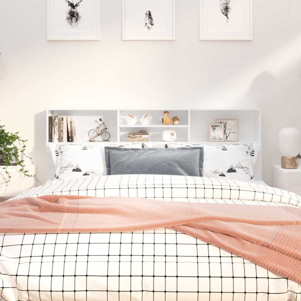 Modern Wooden Super King Size 1.8m Headboard Cabinet With Open Storage Shelves
