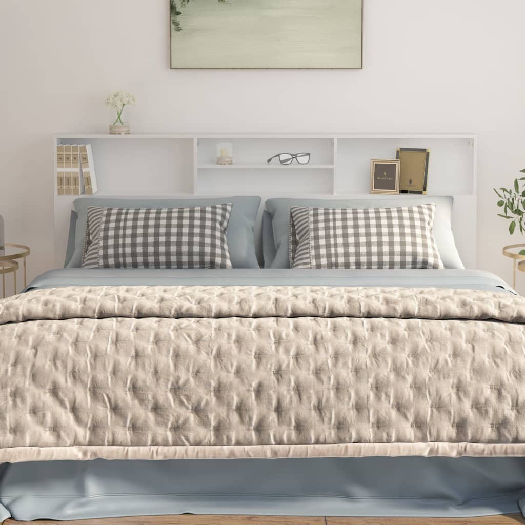 Modern Wooden Emperor Size 2m Headboard With Open Storage Compartments Wood