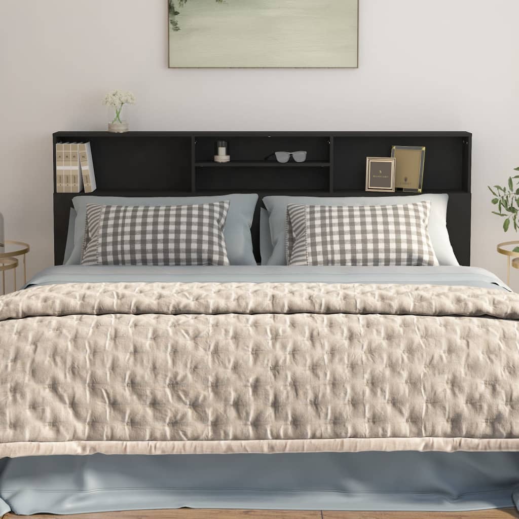 Modern Wooden Emperor Size 2m Headboard With Open Storage Compartments Wood