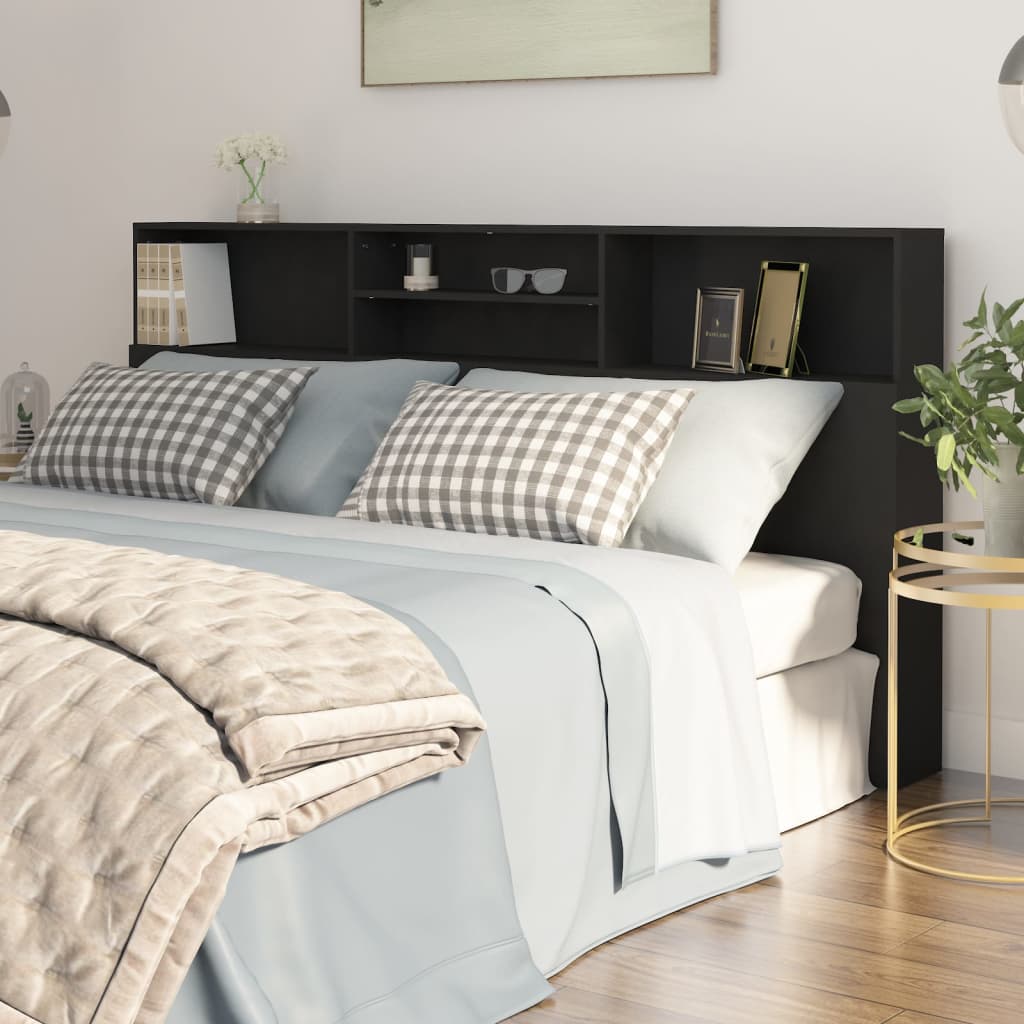Modern Wooden Emperor Size 2m Headboard With Open Storage Compartments Wood