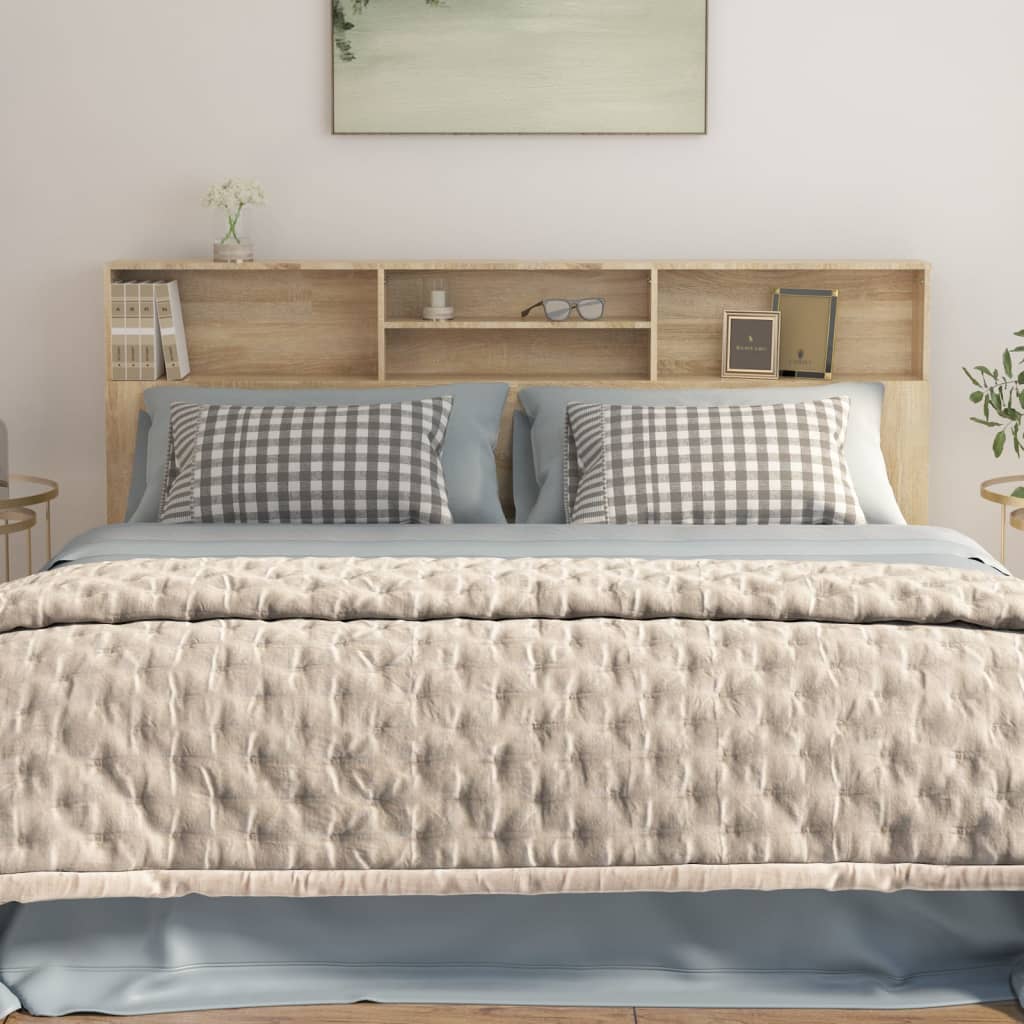Modern Wooden Emperor Size 2m Headboard With Open Storage Compartments Wood