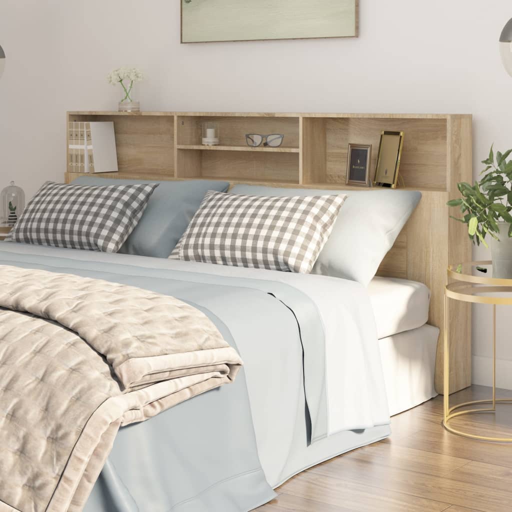 Modern Wooden Emperor Size 2m Headboard With Open Storage Compartments Wood