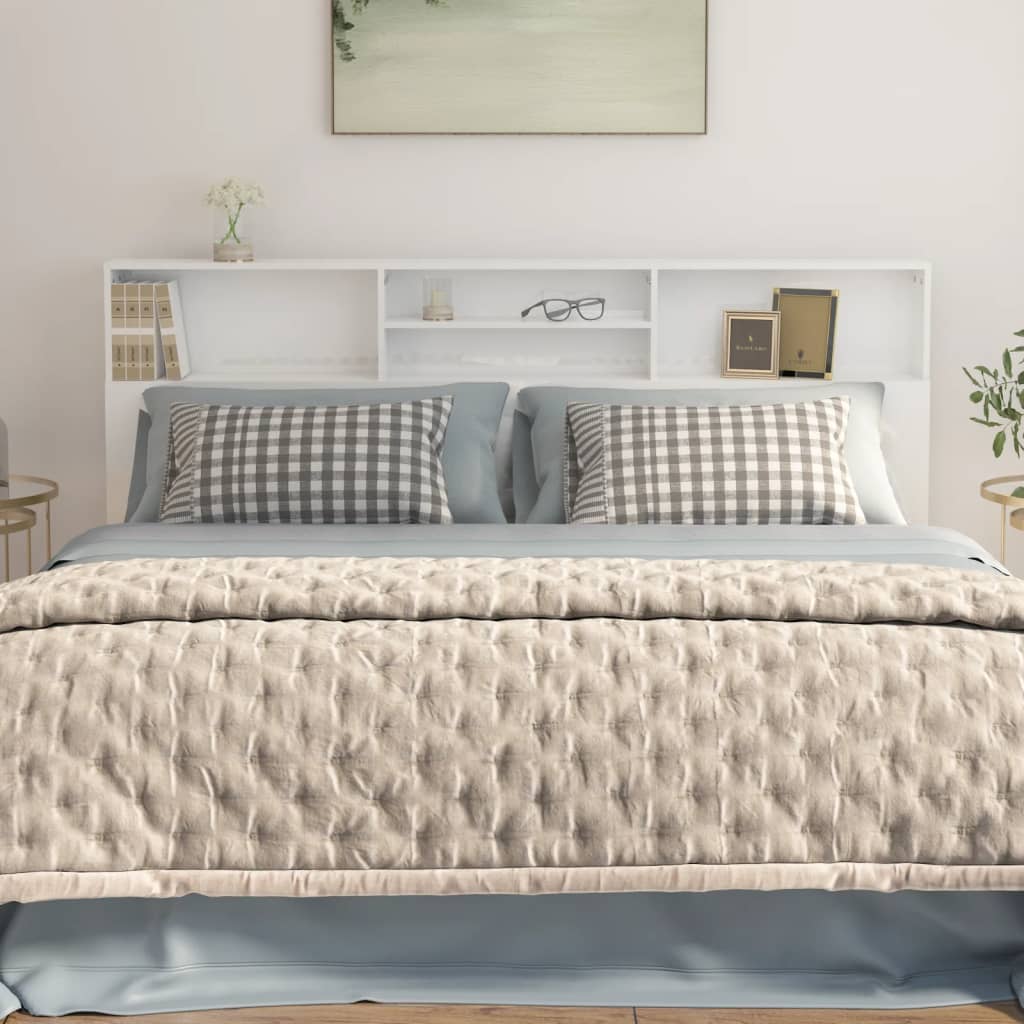 Modern Wooden Emperor Size 2m Headboard With Open Storage Compartments Wood