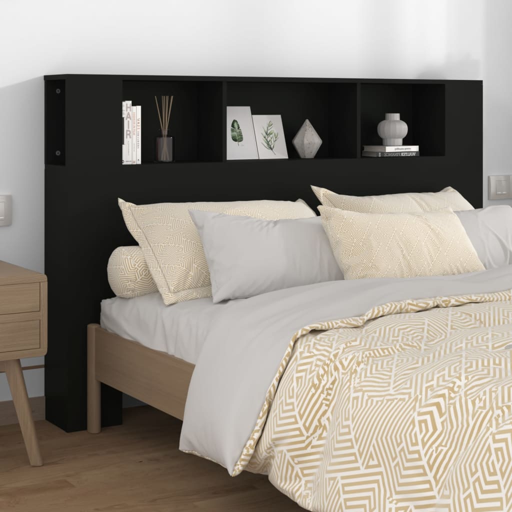 Modern Wooden Queen Size 1.6m Bed Headboard With Open Storage Compartments