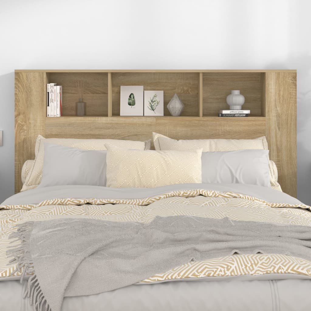 Modern Wooden Queen Size 1.6m Bed Headboard With Open Storage Compartments