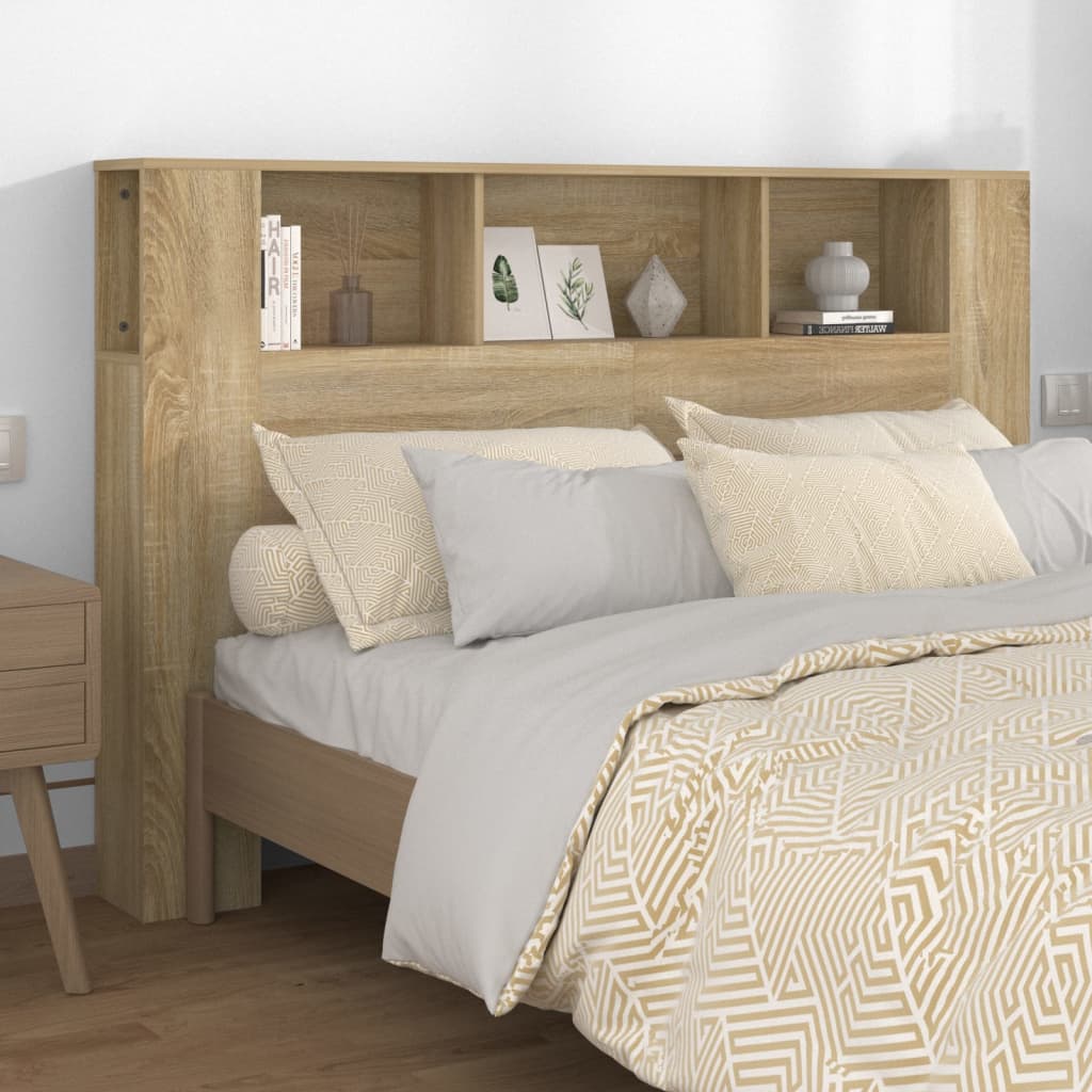 Modern Wooden Queen Size 1.6m Bed Headboard With Open Storage Compartments