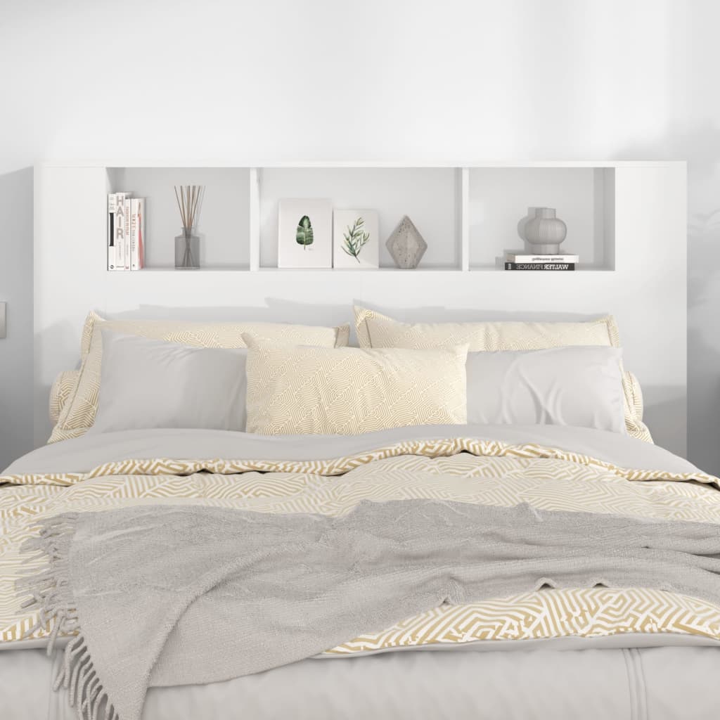 Headboard Cabinet High Gloss White 160x18.5x104.5 cm