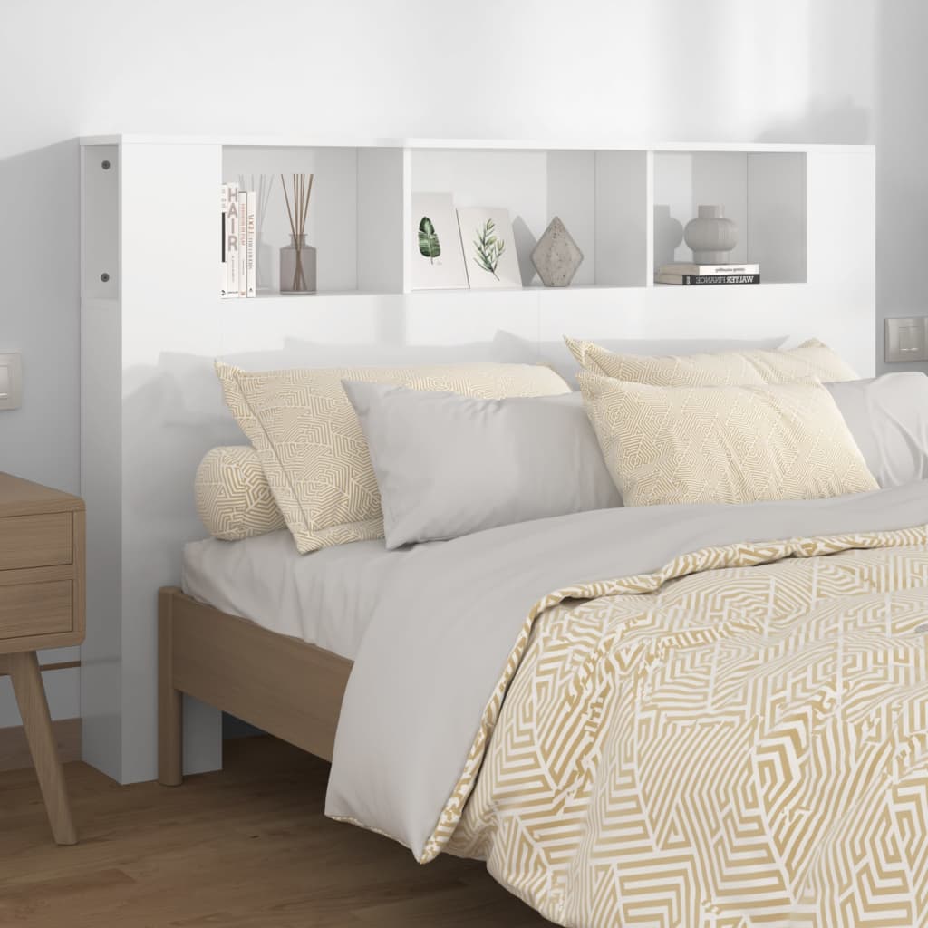 Headboard Cabinet High Gloss White 160x18.5x104.5 cm