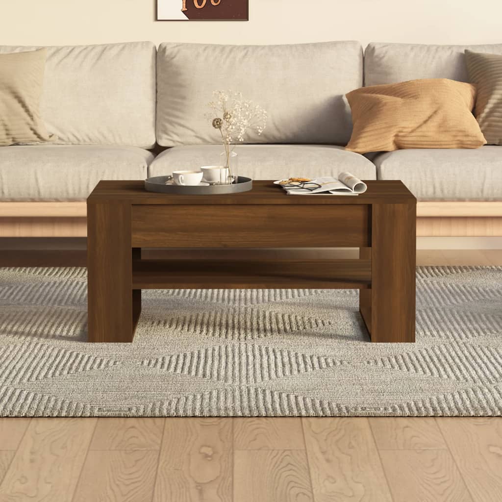 Coffee Table Brown Oak 102x55x45 cm Engineered Wood
