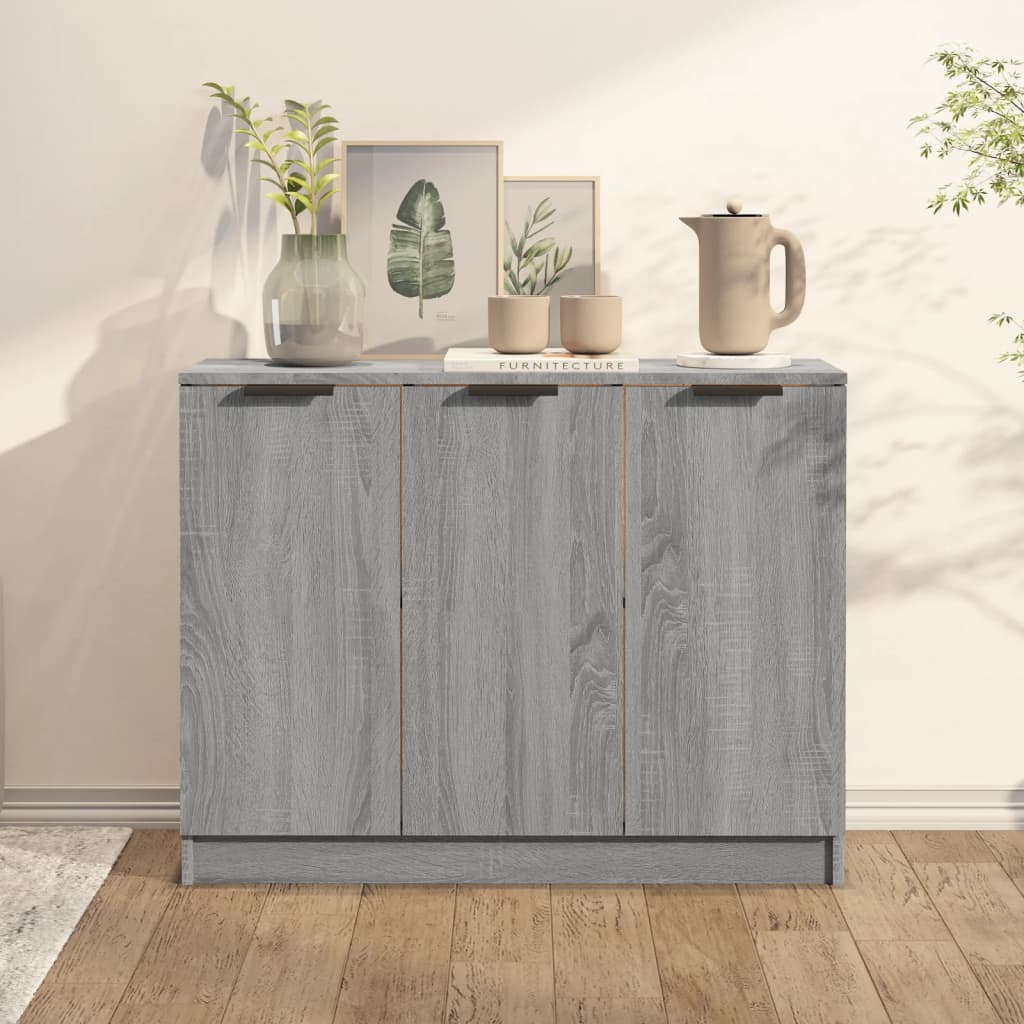 Modern Wooden 3 Door Sideboard Storage Cabinet Wood Dining Room Unit