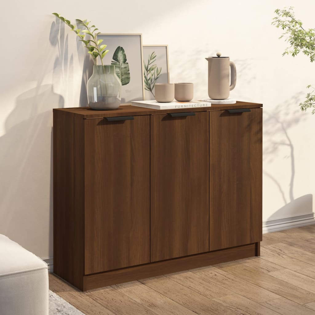 Modern Wooden 3 Door Sideboard Storage Cabinet Wood Dining Room Unit