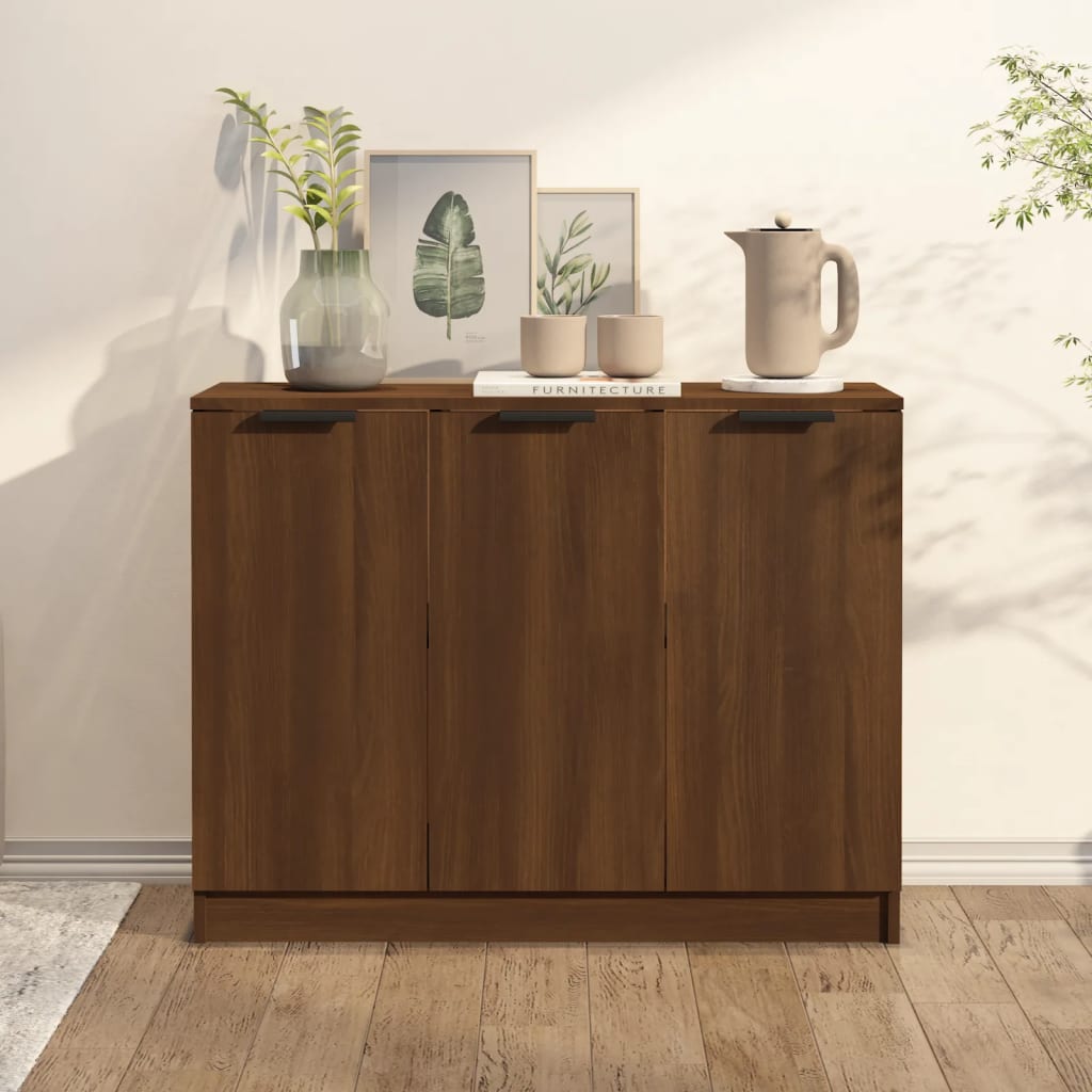 Modern Wooden 3 Door Sideboard Storage Cabinet Wood Dining Room Unit