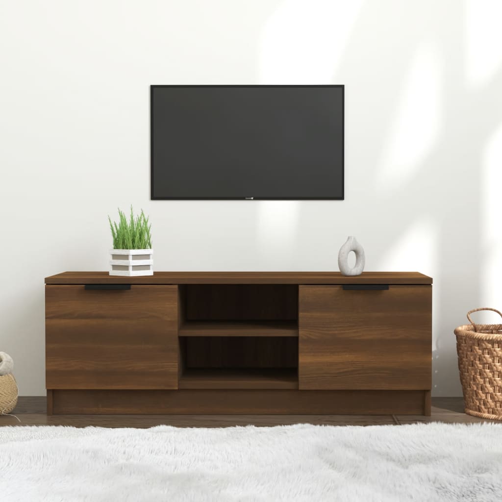 Modern Wooden 40 Inch TV Tele Stand Unit Cabinet With With 2 Doors & Open Shelves