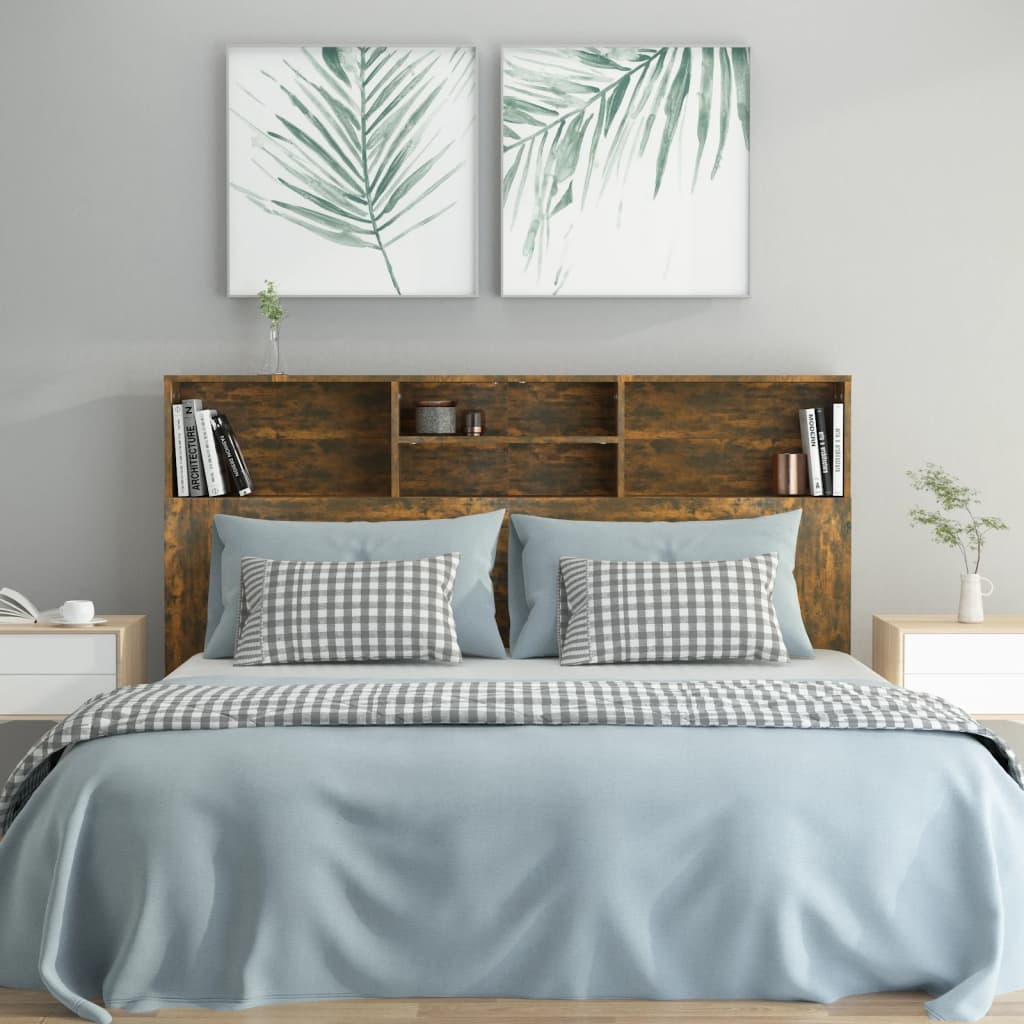 Modern Wooden Queen Size 1.6m Headboard With Open Storage Compartments Wood