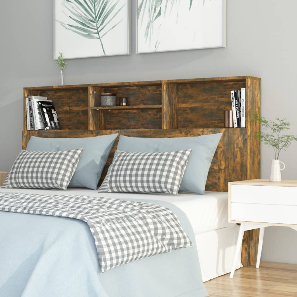 Modern Wooden Queen Size 1.6m Headboard With Open Storage Compartments Wood