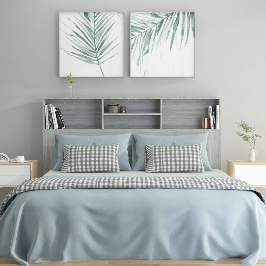 Modern Wooden Queen Size 1.6m Headboard With Open Storage Compartments Wood