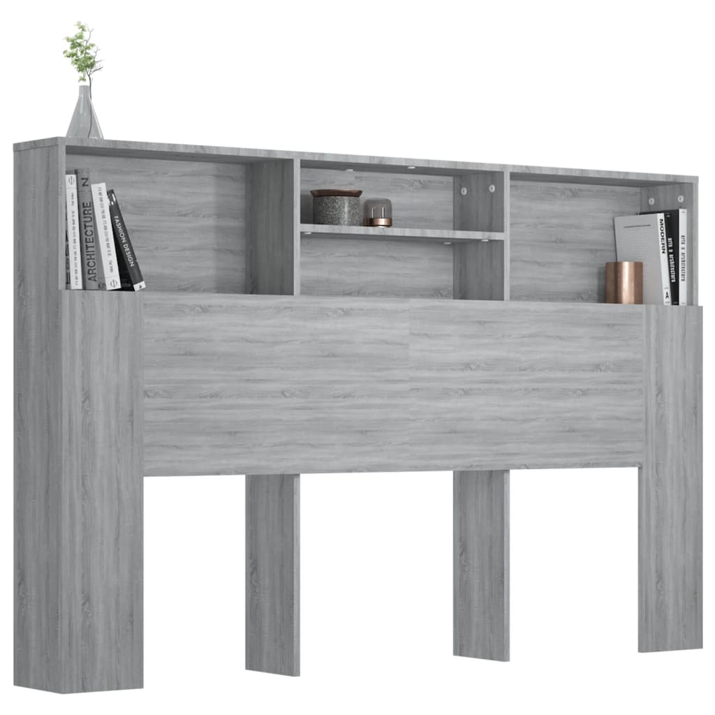 Modern Wooden Queen Size 1.6m Bed Headboard With Open Storage Compartments