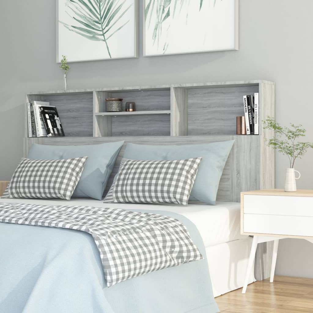 Modern Wooden Queen Size 1.6m Headboard With Open Storage Compartments Wood