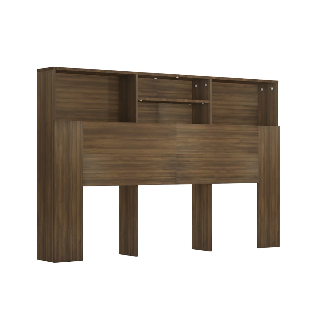 Modern Wooden Queen Size 1.6m Headboard With Open Storage Compartments Wood