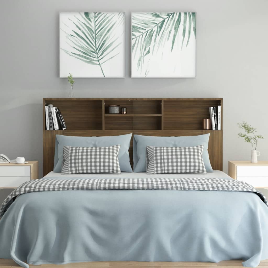 Modern Wooden Queen Size 1.6m Bed Headboard With Open Storage Compartments