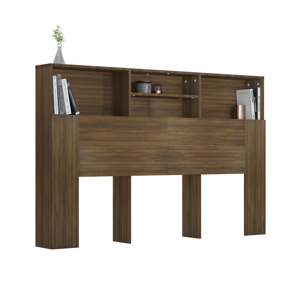 Modern Wooden Queen Size 1.6m Bed Headboard With Open Storage Compartments
