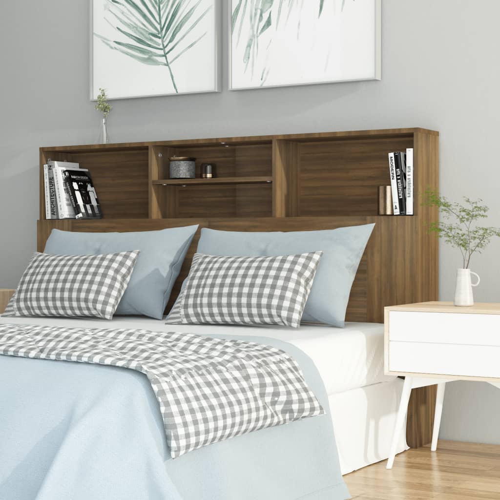 Modern Wooden Queen Size 1.6m Bed Headboard With Open Storage Compartments