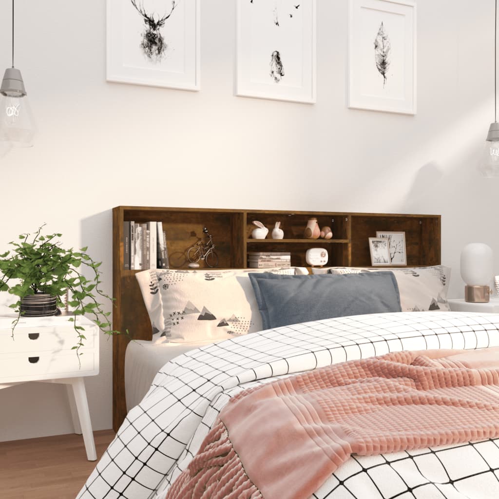 Modern Wooden Super King Size 1.8m Headboard Cabinet With Open Storage Shelves