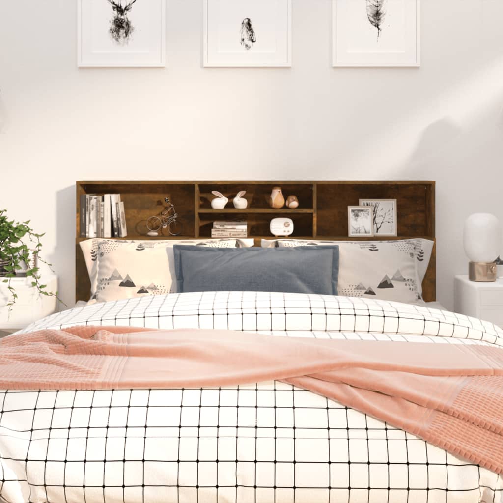 Modern Wooden Super King Size 1.8m Headboard Cabinet With Open Storage Shelves