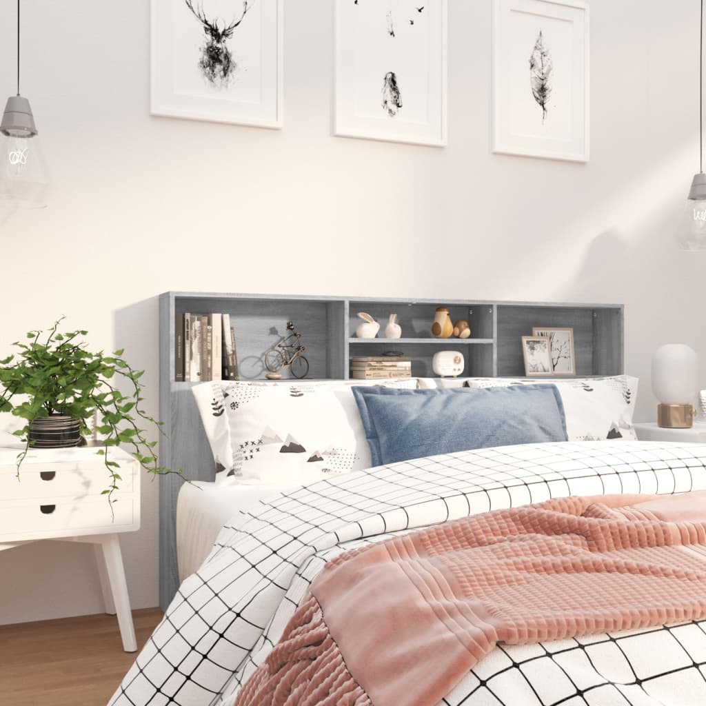 Modern Wooden Super King Size 1.8m Headboard Cabinet With Open Storage Shelves