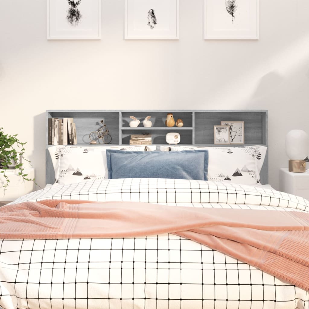 Modern Wooden Super King Size 1.8m Headboard Cabinet With Open Storage Shelves
