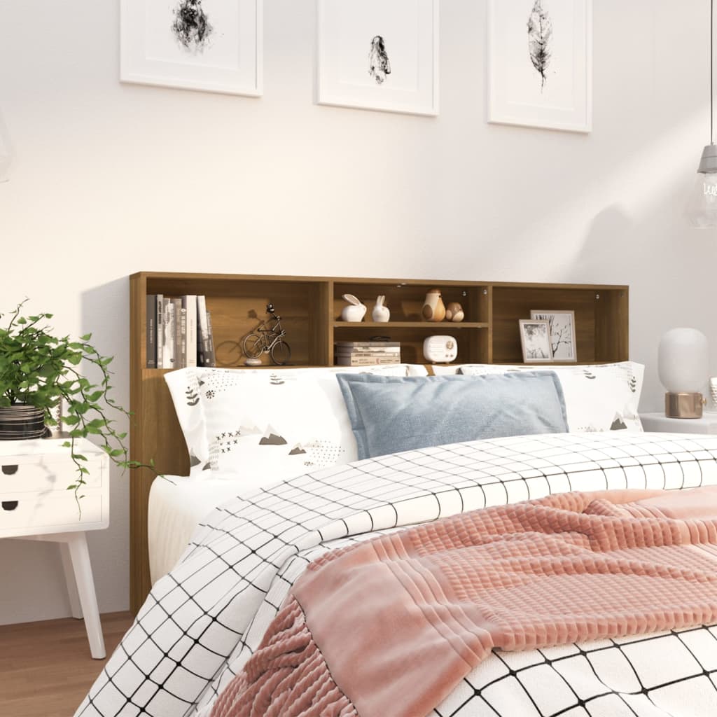 Modern Wooden Super King Size 1.8m Headboard Cabinet With Open Storage Shelves